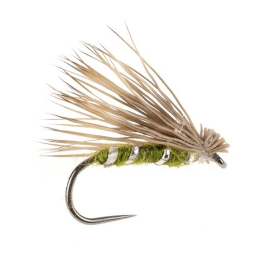 CADDIS/SEDGE BARBLESS FLY OLIVE ELK HAIR EMERGER