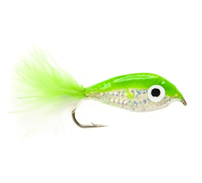 LITTLE GEM FLY EPOXY MINNOW WHITE & LIME TAIL