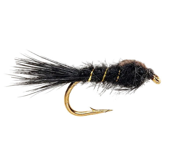 STANDARD NYMPH FLY GOLD RIBBED HARES EAR NYMPH BLACK