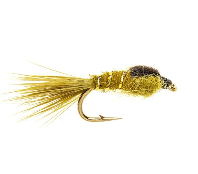 STANDARD NYMPH FLY GOLD RIBBED HARES EAR NYMPH OLIVE