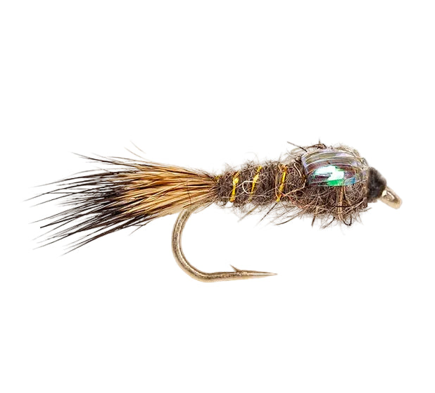 STANDARD NYMPH FLY GOLD RIBBED HARES EAR NYMPH PEARL BACK