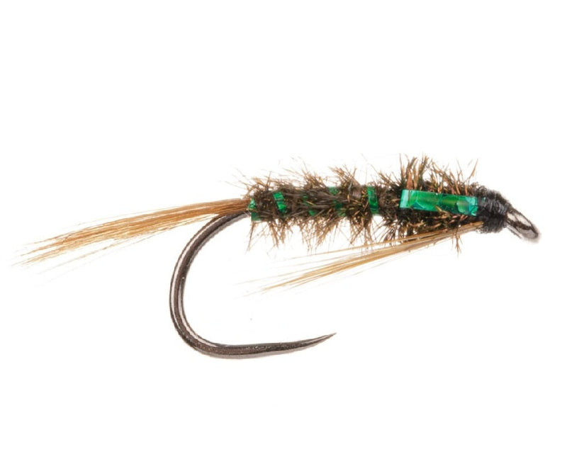 SLIM LINE NYMPH BARBLESS FLY GREEN HOLO CHEECK DIAWL BACH